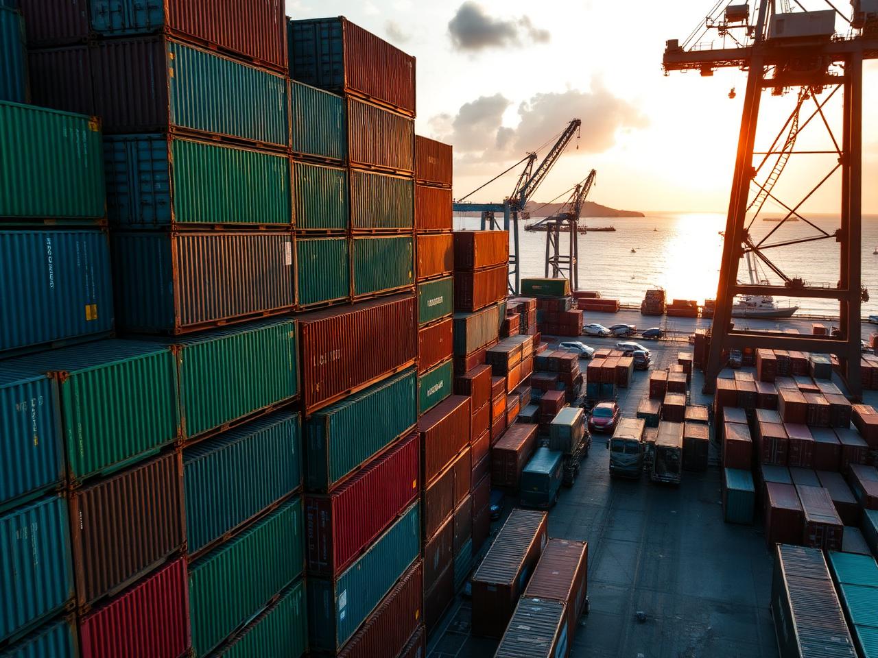 Container shipment at port